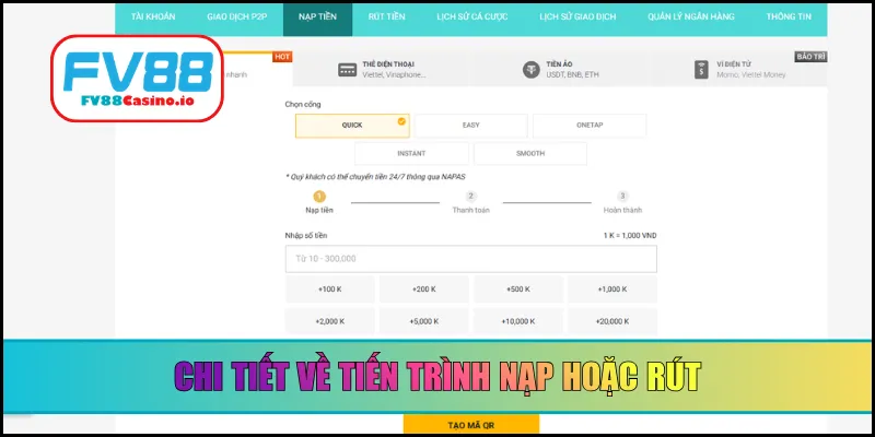 Chi tiết về tiến trình nạp hoặc rút