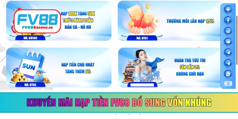 Khuyến mãi nạp tiền FV88 bổ sung vốn khủng